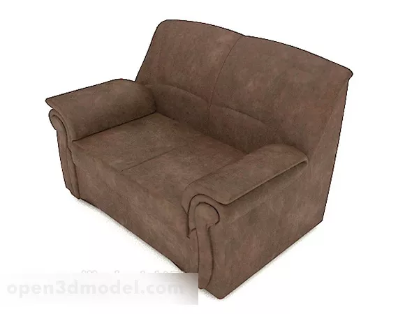 Brown Minimalist Home Double Sofa 3d model Brown Minimalist Home Double Sofa 3d model