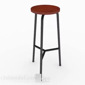 Simple Wooden Round Bar Stool 3d model