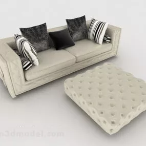Beige Sofa Living Room With Table 3d model