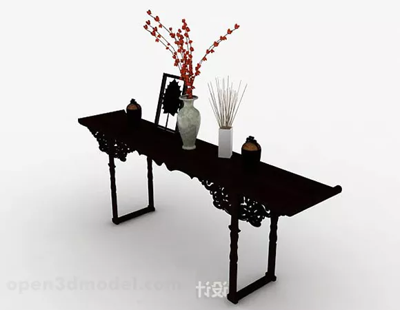 Chinese Style Brown Wooden Table V1 3d model Chinese Style Brown Wooden Table V1 3d model