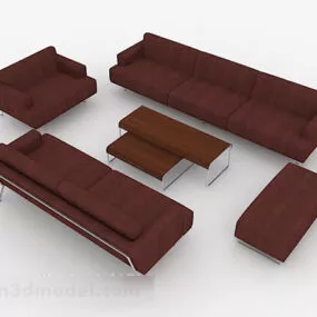 Simple Dark Red Business Sofa 3d model