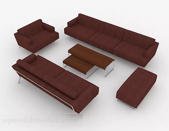 Simple Dark Red Business Sofa 3d model Simple Dark Red Business Sofa 3d model