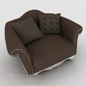 European Simple Home Brown Single Sofa 3d model