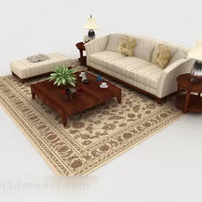 Brown Color Sofa Table Furniture Set 3d model