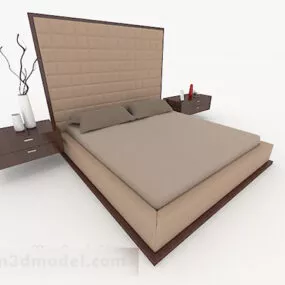Business Simple Brown Double Bed 3d model