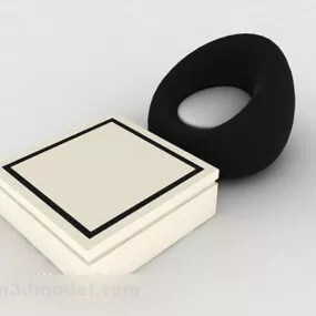 Minimalist Black And White Table Chair 3d model