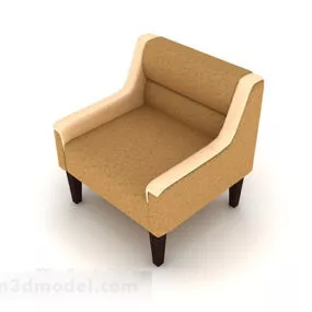 Wooden Brown Home Single Sofa 3d model