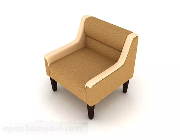Wooden Brown Home Single Sofa 3d model Wooden Brown Home Single Sofa 3d model