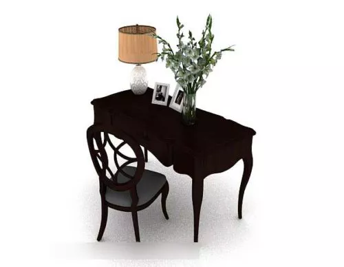 European Simple Wooden Brown Desk Chair 3d model European Simple Wooden Brown Desk Chair 3d model