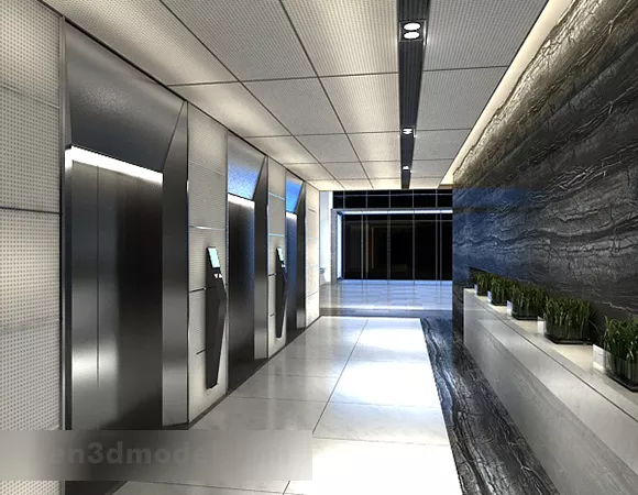 Futuristic Building Corridor 3d model