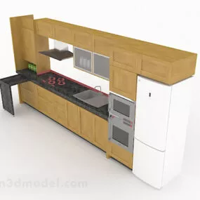 Solid Wood Kitchen Cabinet 3d model