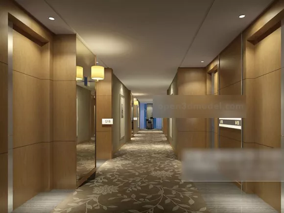 Modern Hotel Corridor Interior 3d model Modern Hotel Corridor Interior 3d model