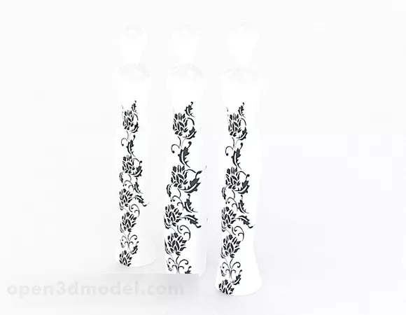 Black Pattern Home Combination Decoration On White 3d model Black Pattern Home Combination Decoration On White 3d model