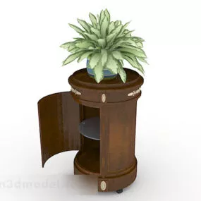 Brown Cylindrical Decorative Hall Cabinet 3d model