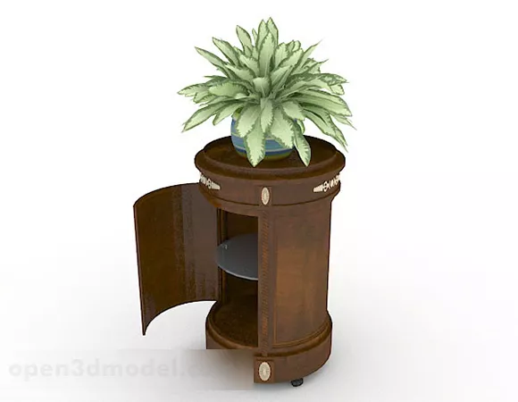 Brown Cylindrical Decorative Hall Cabinet 3d model Brown Cylindrical Decorative Hall Cabinet 3d model