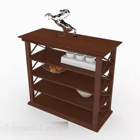 Brown Wooden Display Cabinet V8 3d model