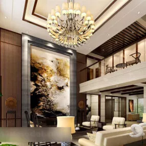Duplex Chinese Living Room Interior 3d model