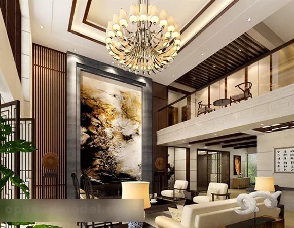 Duplex Chinese Living Room Interior 3d model Duplex Chinese Living Room Interior 3d model