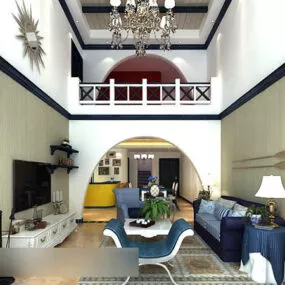Duplex Living Room Interior 3d model