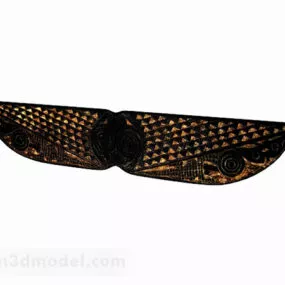 Golden Carving Decoration On Black Background 3d model