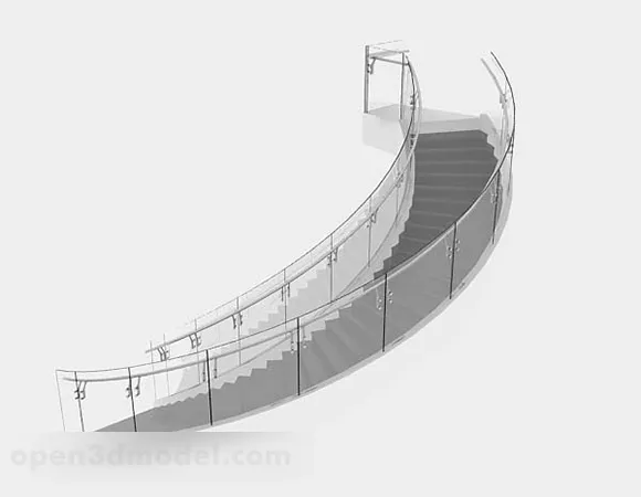 Curved Glass Stairs 3d model Curved Glass Stairs 3d model