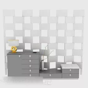 Gray Home Office Cabinet 3d model