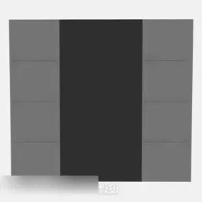 Decor Of Gray Tv Wall 3d model