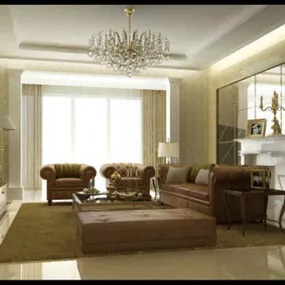 Living Room Chandelier Interior 3d model