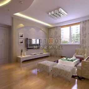 Simple Living Room Decoration Interior 3d model