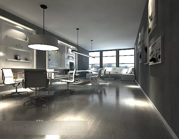 Living Room With Lamps Interior 3d model Living Room With Lamps Interior 3d model