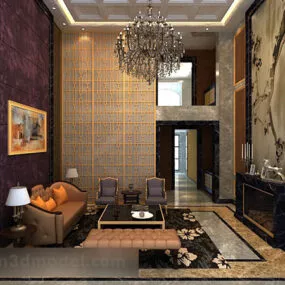 Living Room Screen In Duplex Building Interior 3d model