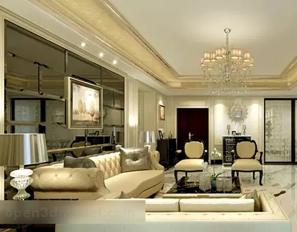 Living Room Background Wall Interior 3d model Living Room Background Wall Interior 3d model