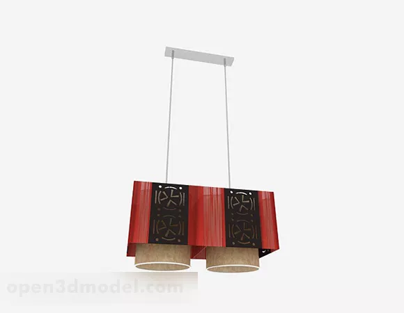 Red Chinese Chandelier 3d model Red Chinese Chandelier 3d model