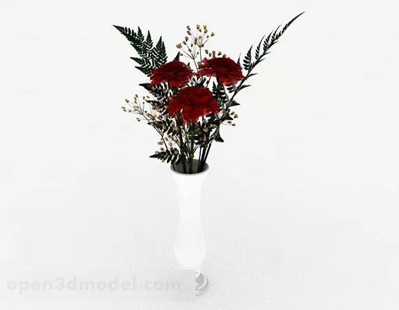 Red Flower Indoor Flower Vase 3d model Red Flower Indoor Flower Vase 3d model