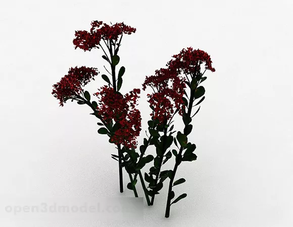 Red Flowers And Bushes 3d model Red Flowers And Bushes 3d model