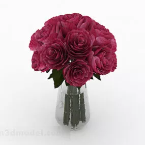 Red Flowers Vase Home Decor 3d model