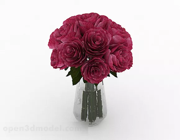 Red Flowers Vase Home Decor 3d model Red Flowers Vase Home Decor 3d model