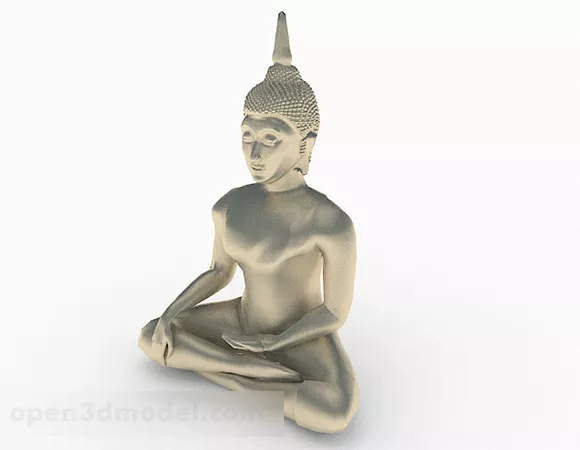 Silver Buddha Statue Decoration 3d model Silver Buddha Statue Decoration 3d model