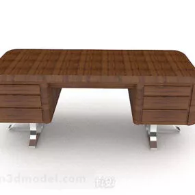 Study Room Wooden Work Desk 3d model