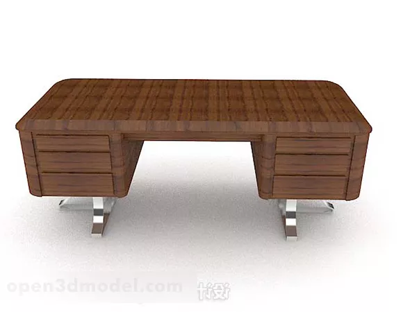 Study Room Wooden Work Desk 3d model Study Room Wooden Work Desk 3d model