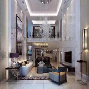 Two-story Building Living Room Interior 3d model