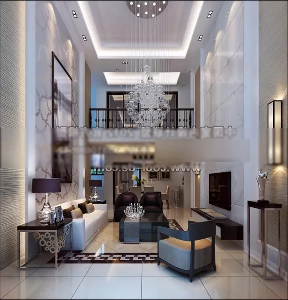 Two-story Building Living Room Interior 3d model Two-story Building Living Room Interior 3d model