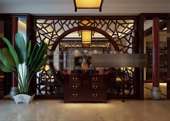 Classic Chinese Aisle Interior 3d model Classic Chinese Aisle Interior 3d model