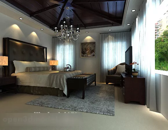 American Bedroom Interior Design 3d model American Bedroom Interior Design 3d model