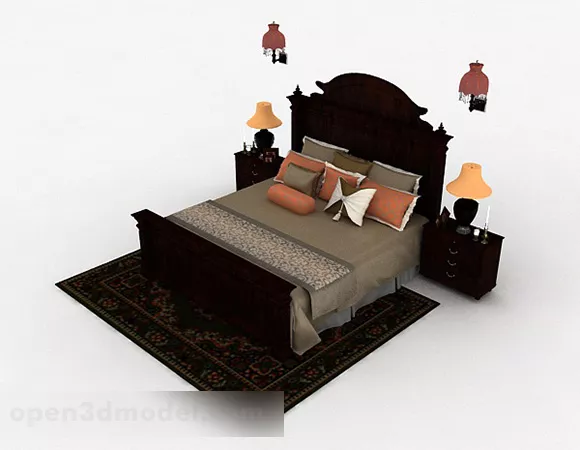 American Classical Double Bed 3d model American Classical Double Bed 3d model