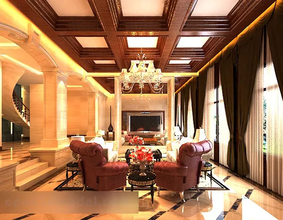 American Living Room Interior 3d model American Living Room Interior 3d model