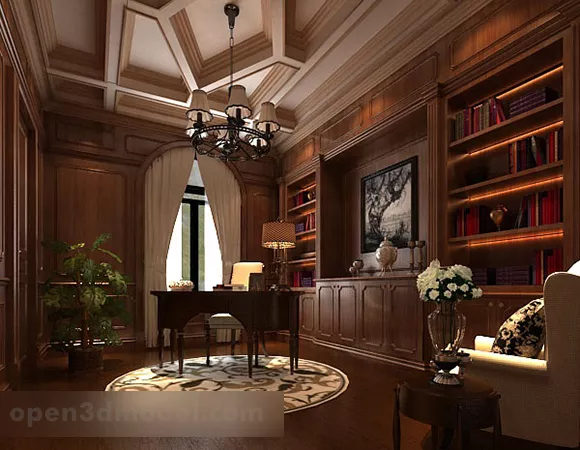 American Study Interior 3d model American Study Interior 3d model