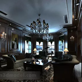American Villa Living Room Interior 3d model