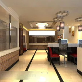 Bar With Furniture Interior 3d model