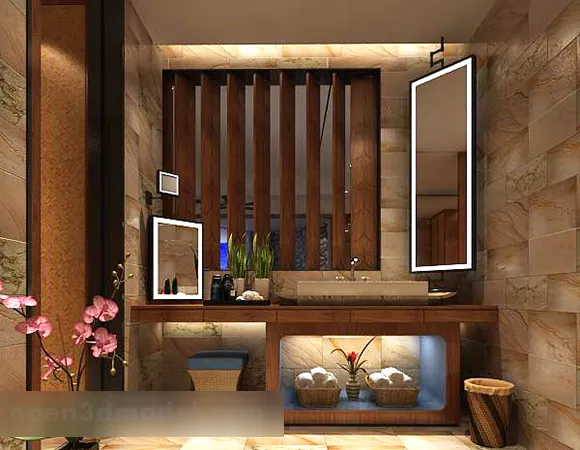 Mirror Curved Frame Decoration 3d model